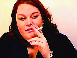 The BBW with major curves smokes her cigarette sensually in an amateur clip.